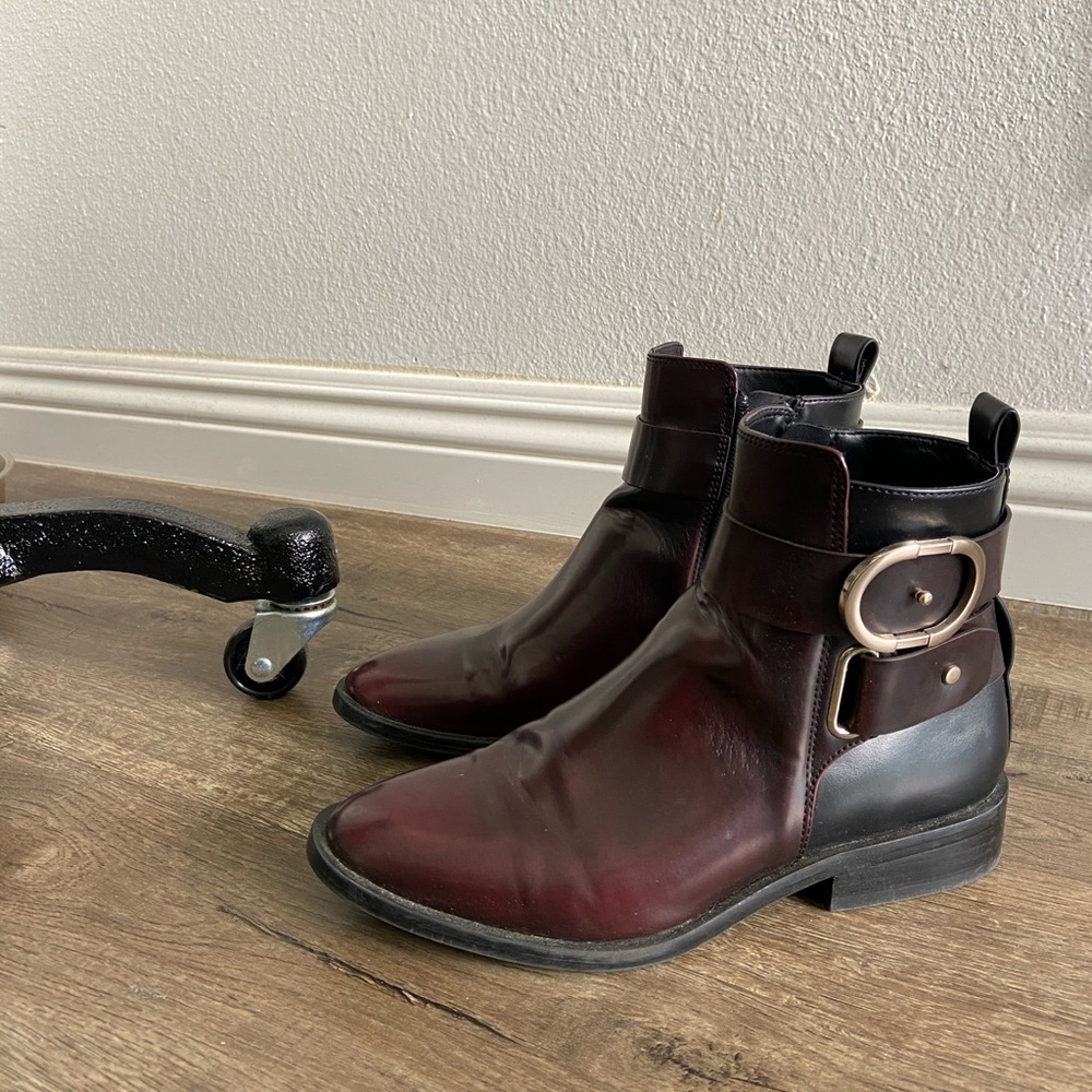 Zara Burgundy Boots Size 5